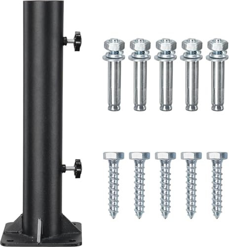 OLLIDOT Pied de parasol pour terrasse, support de parasol robuste, pour mât de 2,5 à 4,5 cm, base de parasol pour piscine, table de patio, balcon, terrasse, 1 pièce, Noir