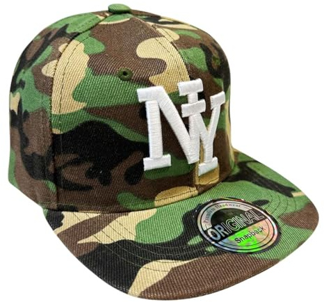 Jeamis Kids NY USA barn snapback baseballkeps keps unisex truckerare startbasebollkeps hatt Hawaii sommar kult för pojkar och flickor, NY kamouflage grön, one size
