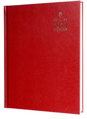 Collins - Desk - Quarto 2026 12 Month Calendar Year Planner, Week-To-View Diary with Appointments, Hard Cover - Red (A36.15-26)
