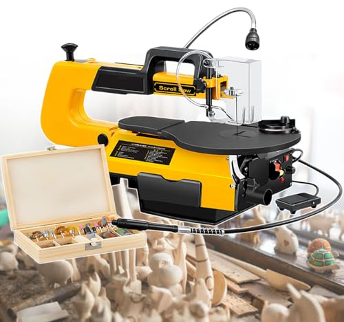 pealiritansemen Dekupiersäge Mit Variabler Geschwindigkeit, Flexwelle Und Fußpedal, 40,6 cm, Mehrzweck-Dekupiersäge Für Den Haushalt – 550–1650 U/Min Einstellbar, 50 mm Schnittstärke, Für Heimwerker