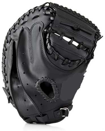 Baseballhandske professionella baseballmottagarhandskar, utomhus softballträning för vuxna, tjock PVC (svart brun)