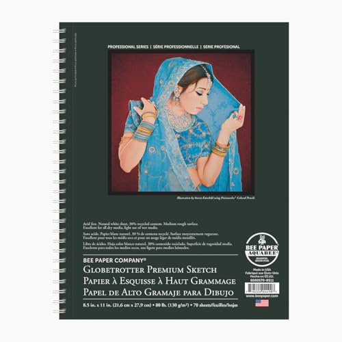 Bee Paper Globetrotter Sketch Pad, 5-1/2-Inch by 8-1/2-Inch