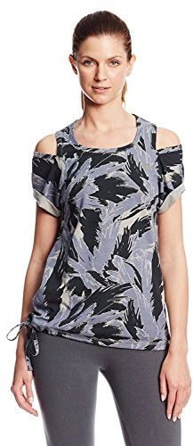 Zumba Wear Women's Sew Unusual Shoulder Slash Tee, Eat, Grey, Love, X-Small