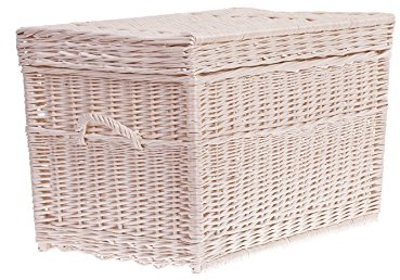 e-wicker24 Baule in Vimini Cassapanca Vintage Fatto a Mano Cesta Vimini con Coperchio Baule da Interno Porta Giochi Contenitore Cassapancai 70 x 42 x 47 cm