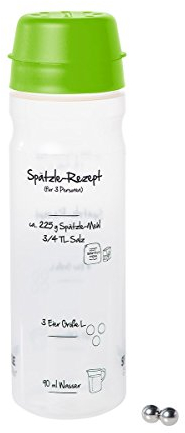 Spätzle-Shaker (GRÜN) für 4 Portionen selbstgemachte Spätzle (875ml) Spätzlepresse und Mixer in einem Fürs schnelle Spätzle machen Das patentierte Original