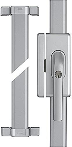 ABUS Fenster-Stangenschloss FOS650A - Zusatzsicherung mit Alarm, ideal für hohe Fenster und Fenstertüren, verschiedenschließend - ABUS-Sicherheitslevel 10 - 78051 - Silber
