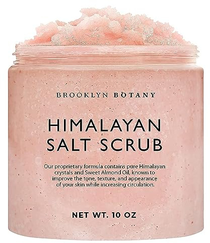 Brooklyn Botany Himalayan Salt Body Scrub - Moisturizing and Exfoliating Body, Face, Hand, Foot Scrub - Fights Stretch Marks, Fine Lines, Wrinkles - Great Gifts for Women & Men - 10 oz