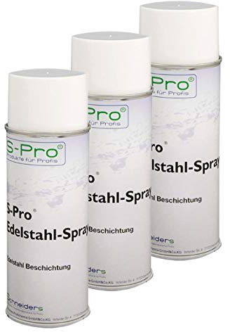 S-Pro Edelstahl-Spray Korrosionsschutz und Lackspray, Oberflächenbeschichtung Spray, Versiegelung, 3 x 400ml Dose im Set