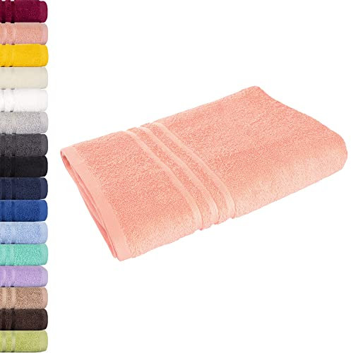 Lavea® Saunatuch 80x200 cm – Hochwertiges, Saugstarkes Saunatuch aus 100% Baumwolle, Frottierserie Elena – Waschbar und Strapazierfähig - Pastellrosa