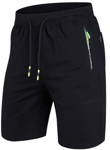 ZOXOZ Herrshorts Sommar Shorts herr bomull sport sommar casual shorts jogging löpning casual slim fit shorts herr blixtlås ficka elastisk Svart 3XL