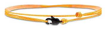 Made by Nami Tunt Wrap Armband för Dam & Herr – Justerbart Snörearmband med Karbinhake i Rostfritt Stål – Handgjort Vattentåligt Surfarmband – Minimalistiskt Marint Smycke (Orange Svart)
