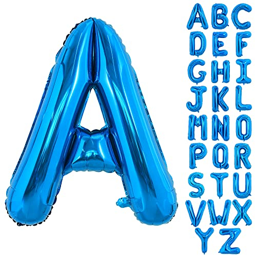 TONIFUL 40 Inch Large Blue Letter A Balloons Giant Alphabet Letter Balloons,Foil Mylar Big Balloons for Birthday Party Anniversary Supplies Decorations