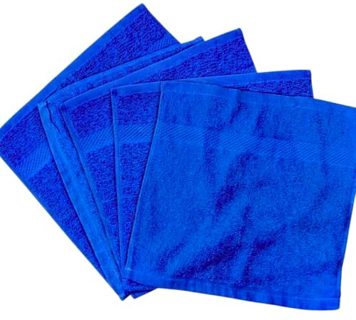 Diamond Tex 4 Pack Cotton Face Cloth Set 30 x 30 cm Flannel Washcloth Towels Extra Absorbent & Quick Dry Hotel Gym, Golf, Spa 600-GSM (Royal Blue)