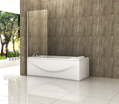 STEADY Duschtrennwand 70 x 140 (Badewanne), Edelstahl, Chrome, Flügeltüren, Tempered Glass
