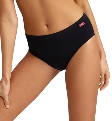 Intimitaly Liabel - (Pacco da 6) Mutande da Donna in Cotone Vita Alta - Slip Donna Cotone Colori Nero o Bianche - Intimo Traspirante e Confortevole T25 (IT, Testo, L, Regular, Regular, Nero)