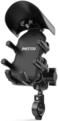 iMESTOU Anti-Vibrations Motorrad Telefonhalterung, Stoßdämpfende Motorrad Handyhalterung mit 1 Ball Mount Base Passend für 12-32mm Lenker, Weitestgehend Kompatibel mit 5.4-7.0 Smartphones