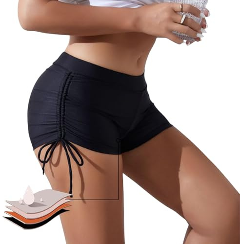 Runmeihe Bas Maillot de Bain Menstruel, Culotte de Bain Menstruelle, Period Swimwear de Sport pour Femmes, Slip de Bain Anti Fuite (FR/ES, Alpha/Lettres, Grand, Taille Normale, Taille Normale, Black)