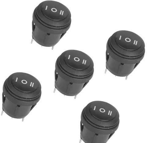 Interrupteur à Bascule Rond Noir, 3 Positions ON OFF, 3 Broches, 10A/125V 6A/250V, pour Voiture, Moto, Bateau, Distributeur D'eau