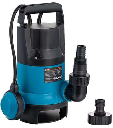KATSU Tools 400W Portable Submersible Water Pump for Clean and Dirty Water + Float Switch + Quick Connector + 10M Cable, Electric Sump Pump for Garden Pond, Pools, and Ditches