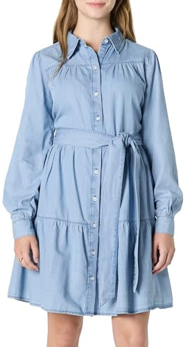 Amazon Essentials kvinnors passform och flare denim Chambray långärmad skjorta klänning