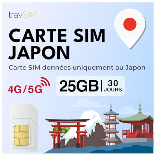 travSIM Solo dati SIM Giappone | 30 giorni - 25 GB a velocità 5G/4G | Scheda SIM Giappone per rimanere connessi | Assistenza 24 ore su 24, 7 giorni su 7