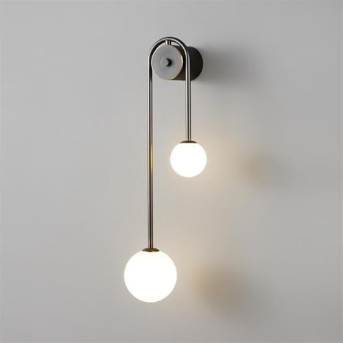 European Style Black/d Wall Sconce, Indoor 2-Lights Globe Wall Lighting Fixture, Modern Milk White Glass Shade Wall Lamp, G9 Light Source Wall Lantern for Bathroom Kitchen Living Room Vanity Hall