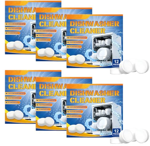 Dishwasher Cleaner Deep Clean, 72 PCS Dishwasher Freshener, Dish Washer Tablets, Suitable for Removing Grease, Scale and Odor, Lemon Scent