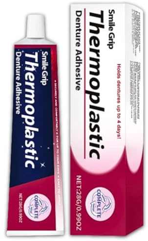 Thermoplastic Denture Adhesive Cream, Comfortable Strong Hold Denture Repair Kit for Adults,Secure Dentures gel,Professional Repair Adhesive Kit,Easy-Apply Adhesive Reliner False Teeth