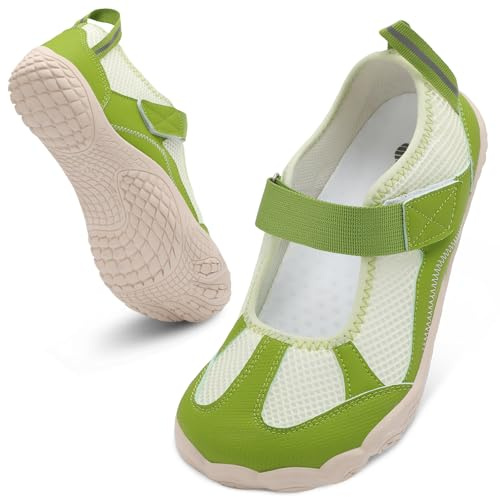 BARERUN Water Shoes for Women Barefoot Wide Width Beach Swim Sandals Summer Zero Drop Wide Slides Quick Dry Pool River Sea Boat Non-slip Walking Shoes Green Size 9 Wide