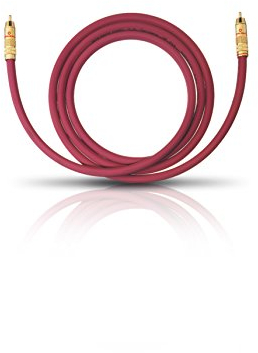 OEHLBACH NF 214 Subwoofer-Kabel - Hochwertiges Cinch-Kabel für kraftvollen Bass, versilberte Kupferleiter (SPOFC), 24kt. vergoldete Kontakte, optimale Signalübertragung, 1 Meter, Bordeaux