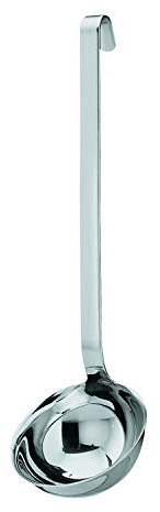 RÖSLE Haken Schöpflöffel, Hochwertige Schöpfkelle mit Hakengriff, Edelstahl 18/10, 6 cm, spülmaschinengeeignet, Silber