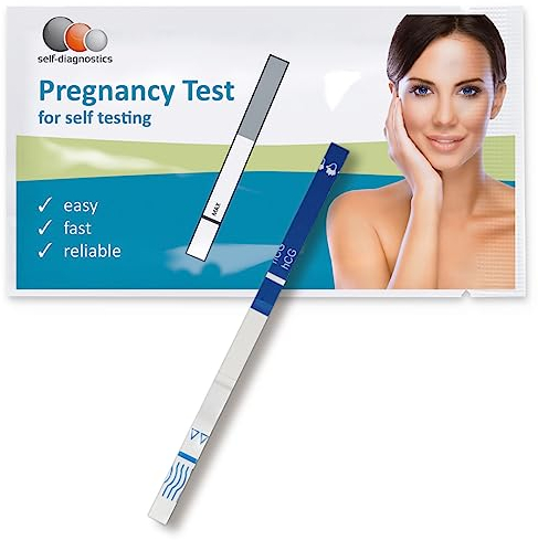 self diagnostics Test di gravidanza precoce - Test hCG con sensibilità ottimale - Test gravidanza altamente sensitivo 10 mIU/ml - 20 strisce reattive confezionate singolarmente