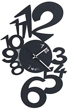Arti & Mestieri Lupin - Orologio da Parete di Design 100% Made in Italy - in Ferro, 30 x 48 cm - Nero Goffrato