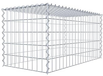 Panier de pierre gabion carré, mailles 5 x 10 cm, profondeur 50 cm, la culture Panier type 3, spirale Fermeture, galvanisé 100 x 50 x 50 cm