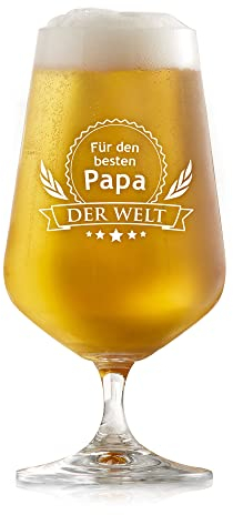 AMAVEL Bierglas mit Gravur, Der Beste Papa der Welt, Geschenkidee für Väter, Füllmenge: 400 ml