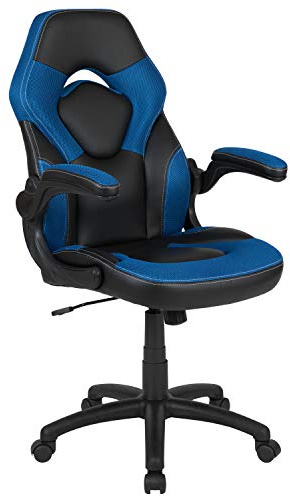 Flash Furniture X10 Gaming Chair - Ergonomic Office Chair for PC & Gaming Setups, Adjustable Gamer Chair with LeatherSoft Back Support, Blue/Black