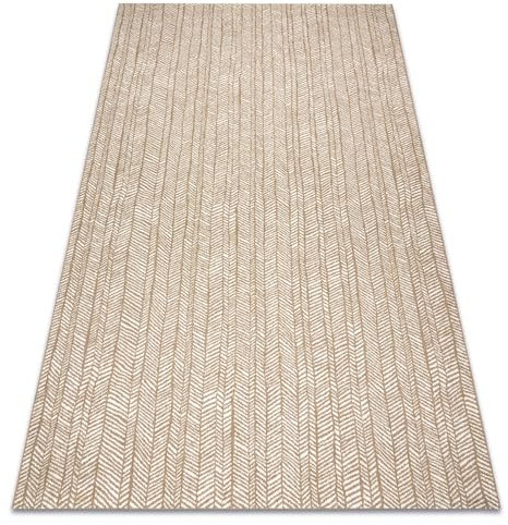 SISAL FLAT Matta Inomhus Utomhus - Modern och slitstark - För vardagsrum, balkong, terrass - Fiskbensmönster - Naturbeige, halmfärgad, sladd 200x290 cm