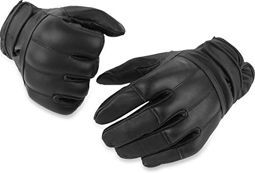 normani 1 Paar Polizei Quarzsandhandschuhe Einsatzhandschuhe aus echtem Rindsleder (XS-5XL) Schwarz M
