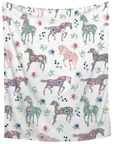 Horse Blanket Ultra Soft Throw for Women Men, Decor for Couch Sofa Bed All Seasons, Camping Travel Living Room Bedroom, 40x50-Throw Size for Kids