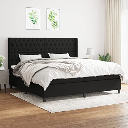 qohoio Boxspringbett mit Matratze Schwarz 200x200 cm Betten Bett Mit Matratze Bett Boxspringbett Schlafzimmer MöBel Stoff - 3131699