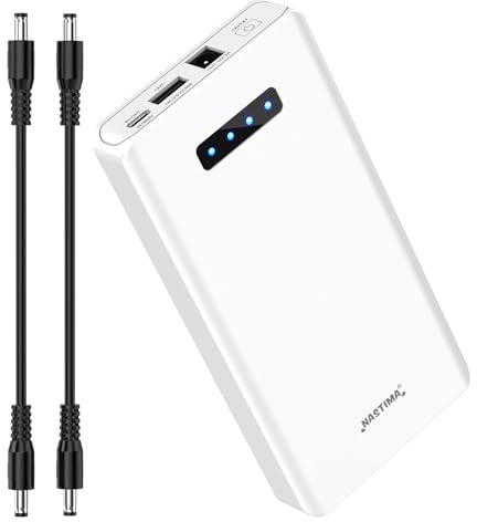 NASTIMA 12V 5200mAh Portable Power Bank Charger with 12V DC Output and 12V 9V 5V USB-A 45W Type-C Triple Output Battery Pack for LED Strips, CCTV Cameras, Camcorders, Binoculars, etc