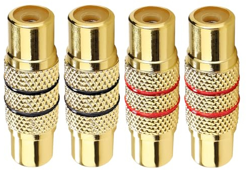 KUOQIY 4 Pezzi Accoppiatore da Femmina a Femmina RCA, RCA Accoppiatore Adattatore Phono, per Altoparlanti, Fono, Amplificatore, Placcato Oro