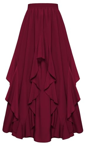 Scarlet DARKNESS kvinnor maxikjol chiffong elastisk midja A-linje sommar sommar stuga lång kjol