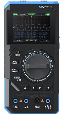 DEWIN DST-210 Handheld Oszilloskop, 3-in-1 Digital Oszilloskop Multimeter Signalgenerator 10 MHz Bandbreite 19999 Zählungen 48 MSa/s