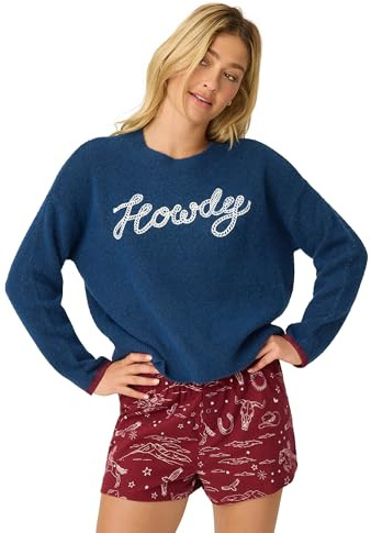 P.J. Salvage Women's Snuggle Crewneck Sweater, Navy, X-Small