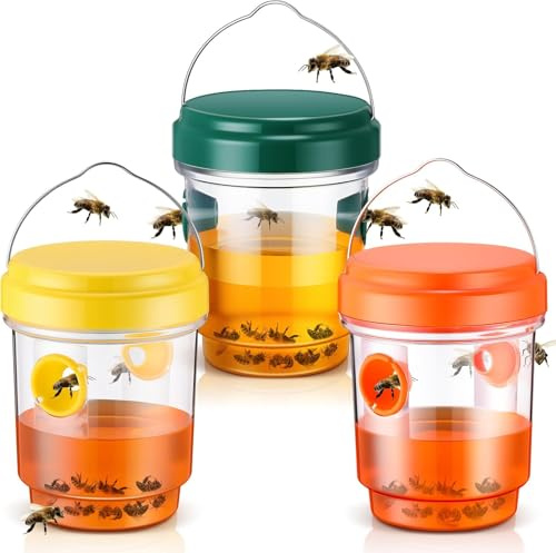 Piège À Guepes Extérieur 3 Pack - Piege Guepe Et Frelon Réutilisable avec Attractif Guepes Et Frelons, Anti Guepes Et Frelons Exterieur pour Jardin Terrasse.