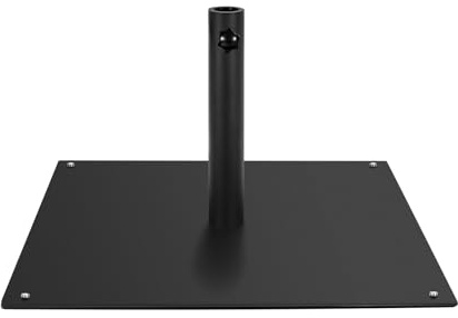 COSTWAY Base per Ombrellone Quadrata 50 cm, 16 kg con 4 Piedini Regolabili, Adattatori da 4cm/5cm, Supporto Ombrellone Installazione Veloce, per Patio Piscina (Nero)