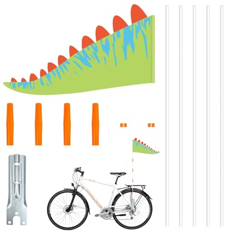 Drapeau de vélo pour enfants - 166 cm - Vert dessin animé - Fanion de vélo et drapeau de sécurité pour garçons et filles lors du cyclisme en plein air
