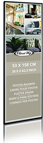 Close Up Posterrahmen, Wechselrahmen 53 x 158 cm, Schwarz - mit bruchfester PVC-Scheibe, Kunststoff Bilderrahmen für Langbahnposter, Türposter und Bilder