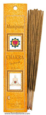 Fiore D'Oriente Manipura Chakra Incense, Bacchette profumate fatte a mano, Giallo, 20 bastoncini (40 gr)